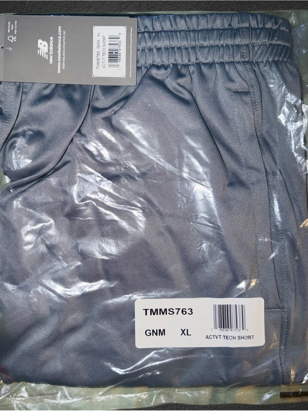 “NWT” New Balance Men’s Activate Tech Shorts (GunMetal) - Size XL (TMMS763) - Picture 9 of 16